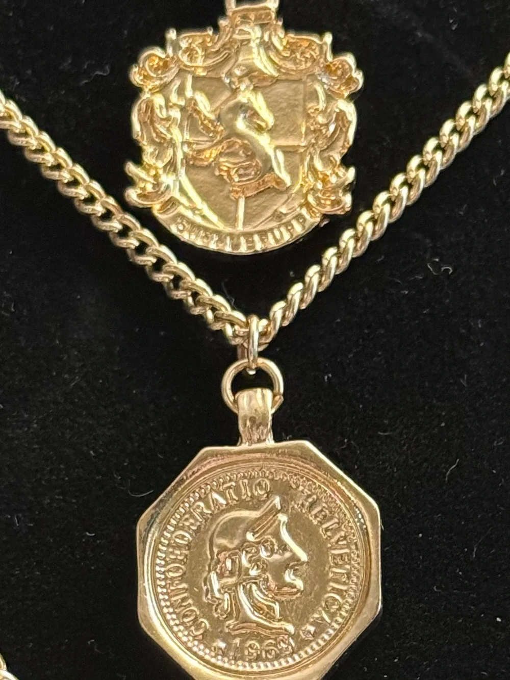 Layered Gold-Tone Triple Medallion Necklace